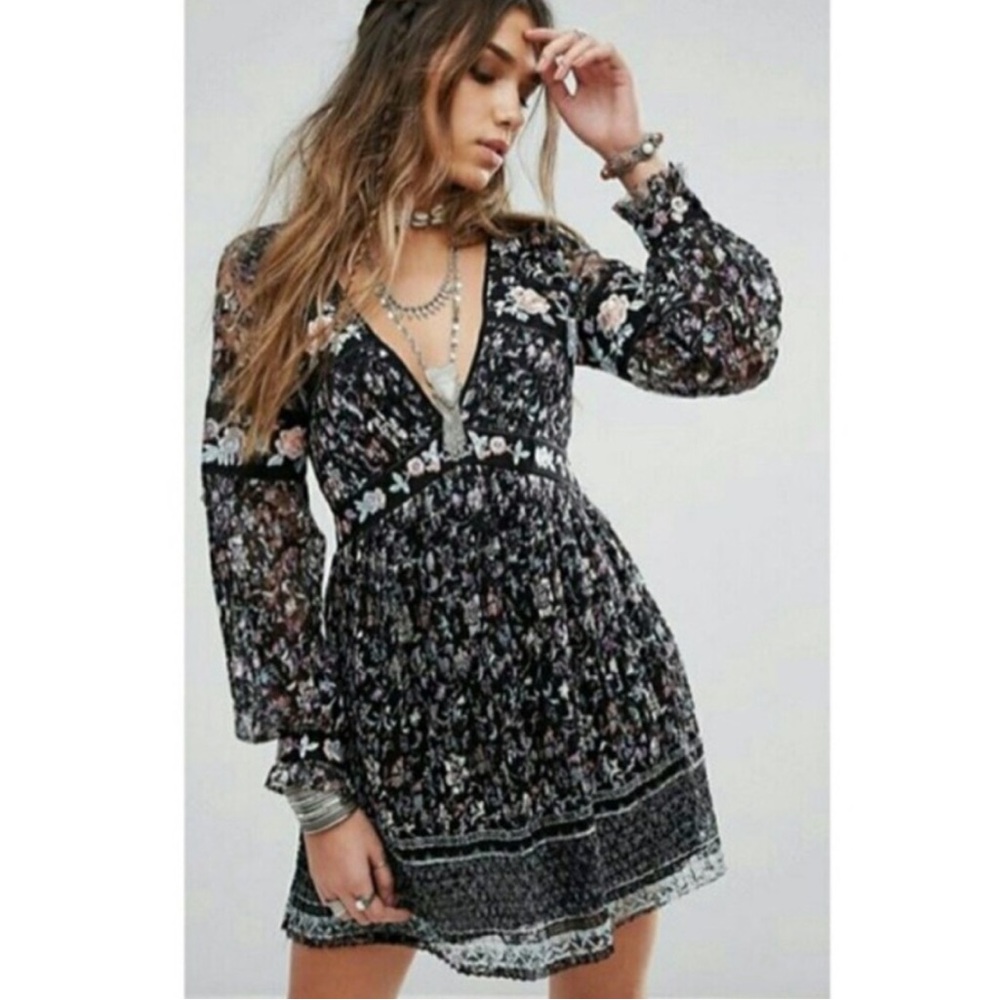 Free People Black Floral Dress